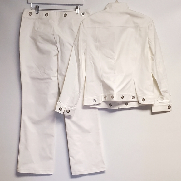 VINTAGE Escada White Moto 2 Piece Pants Suit Set Size 44 (Large) - Picture 6 of 10